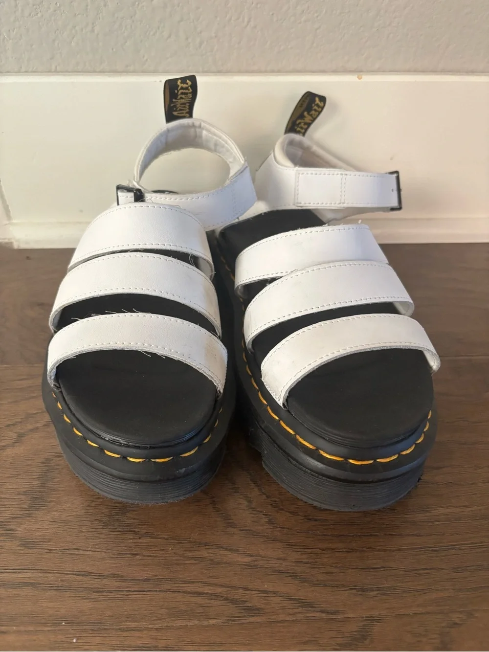 Dr. Martens Kids White Multi-Strap Platform Sandals